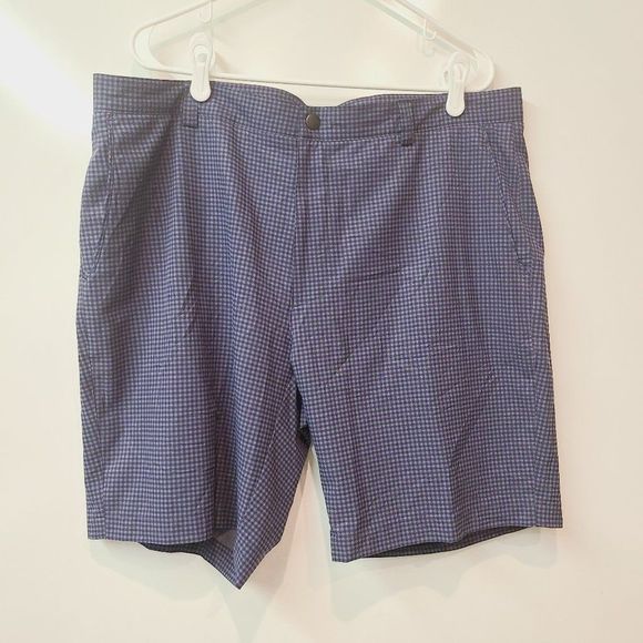 Peter Millar Shorts Blue Checkered Sz 38 - Picture 1 of 8